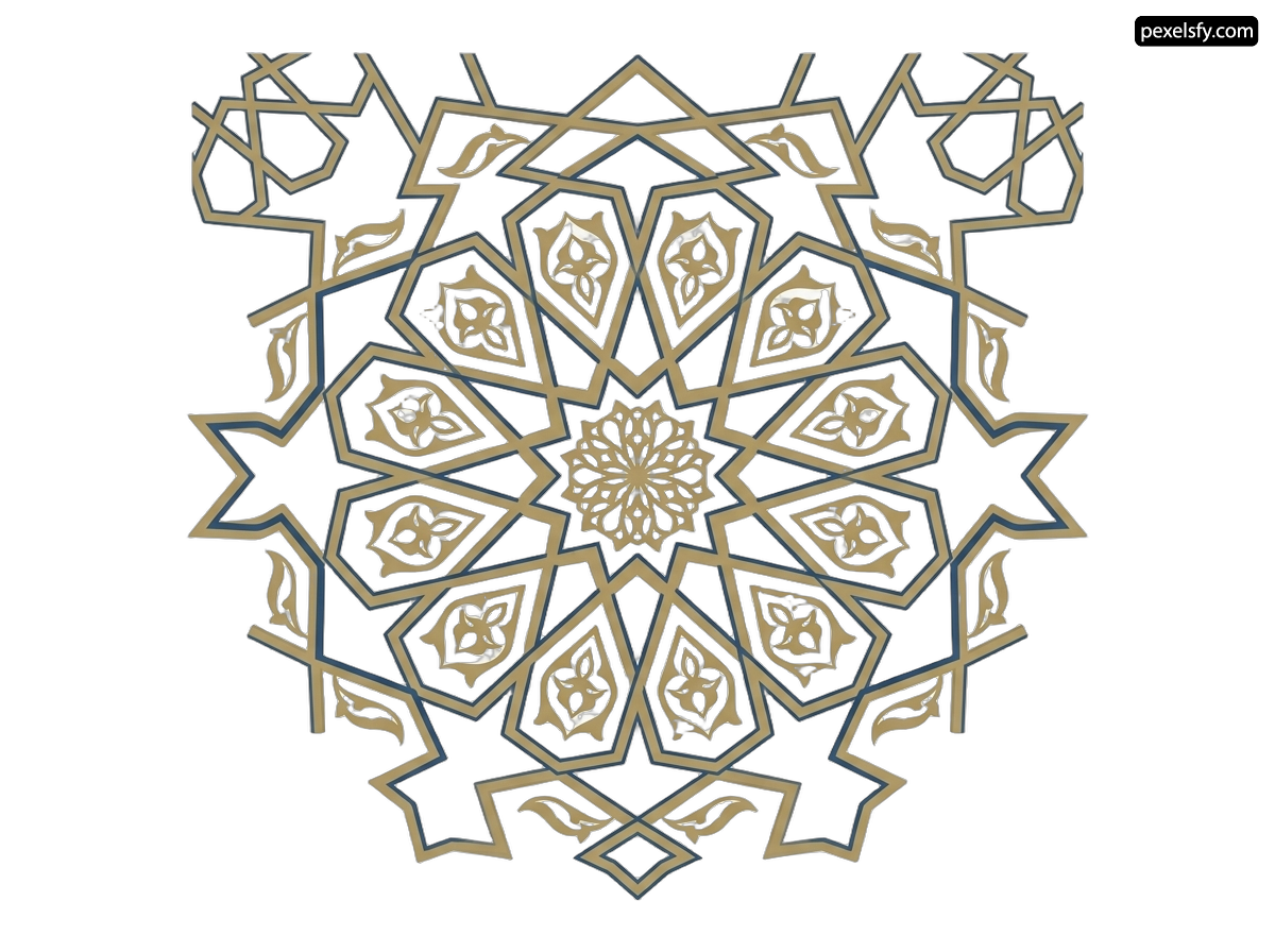 Gold and white geometric pattern on a white background png transparent background