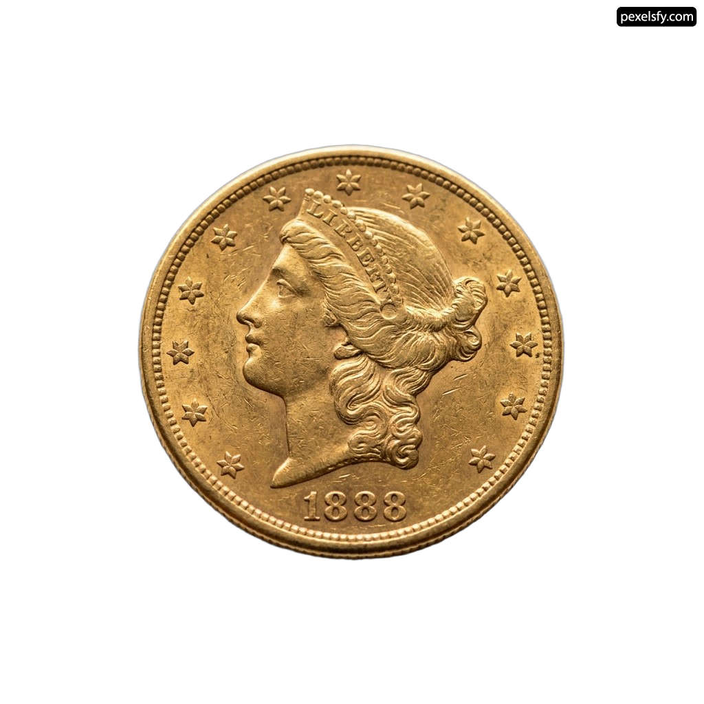 Gold coin on a white background png transparent background