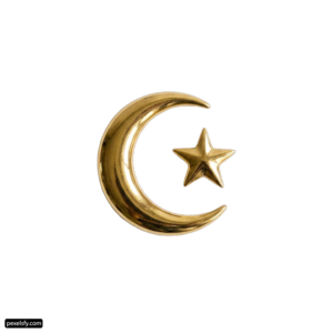 Gold crescent and star on a white background png transparent background