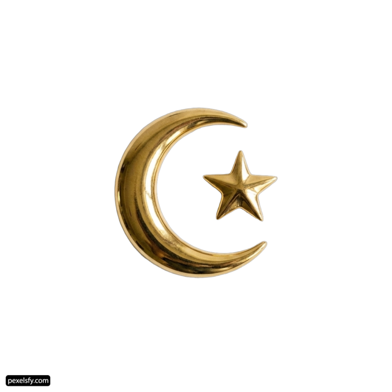 Gold crescent and star on a white background png transparent background