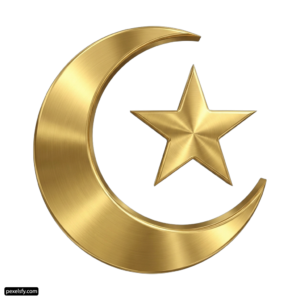 Gold crescent and star on a white background png transparent background