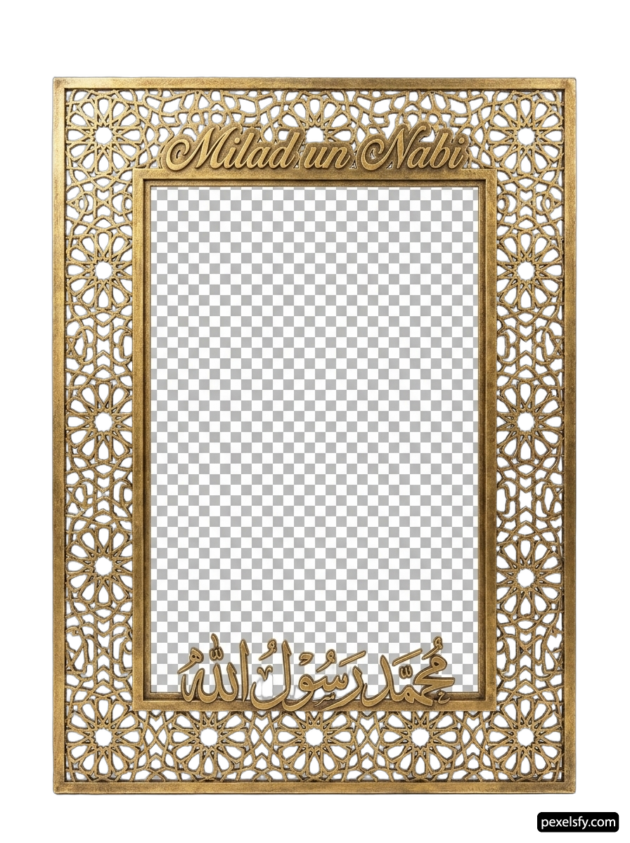 Gold frame with arabic calligraphy on it png transparent background