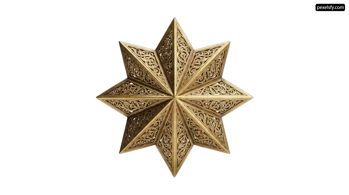 Gold moravian star on a white background png transparent background