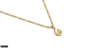 Gold necklace with a diamond pendant on a chain png transparent background