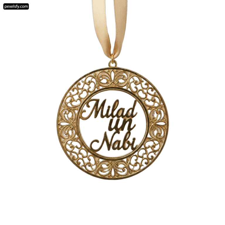 Gold ornament with the words Milad un Nabi on it png transparent background