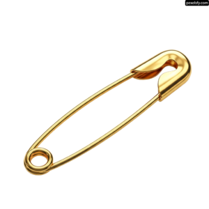 Gold safety pin on a white background png transparent background