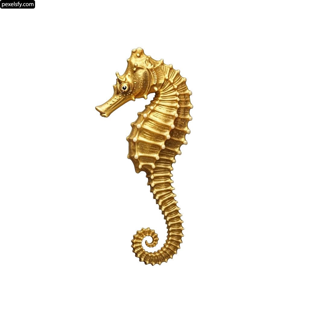 Gold seahorse on a white background png transparent background