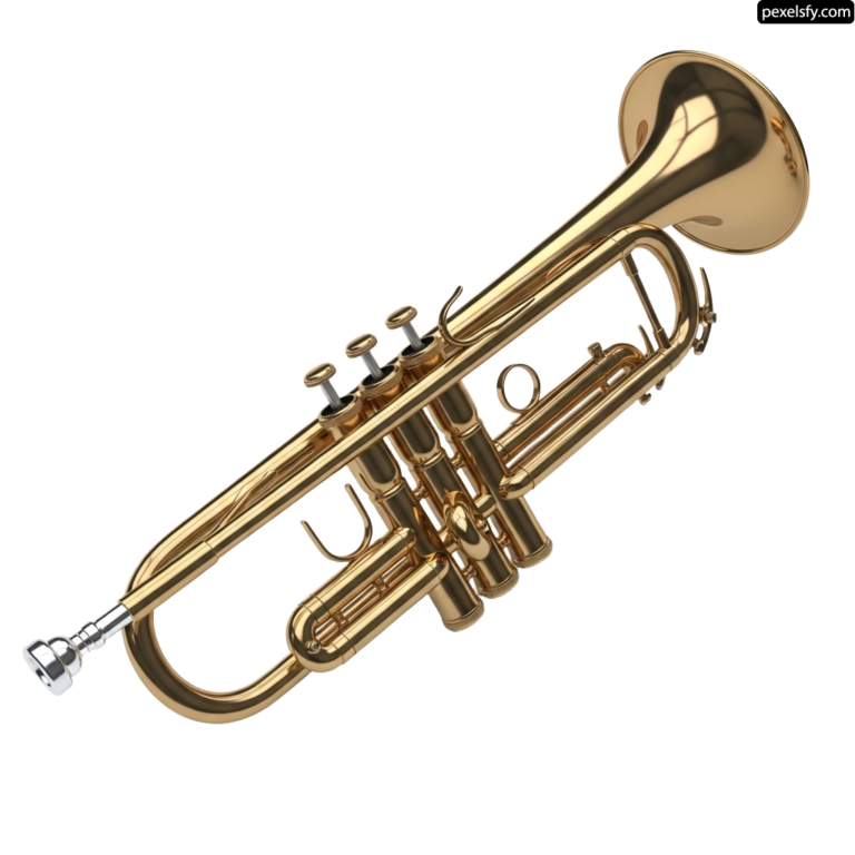 Golden trumpet on a white background png transparent background