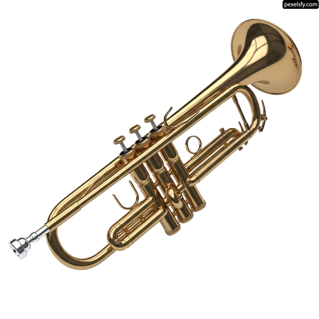 Golden trumpet on a white background png transparent background