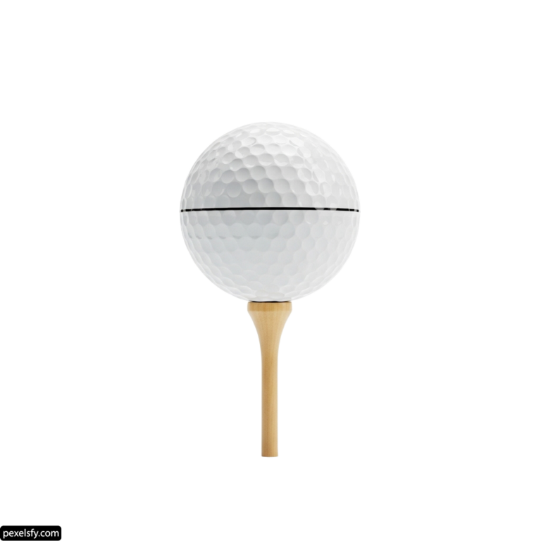 Golf ball on a wooden tee on a white background png transparent background