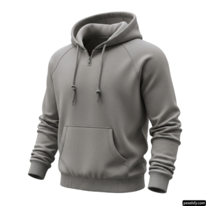 Gray hooded sweatshirt with a zipper on the front png transparent background