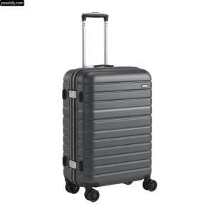 Gray suitcase with wheels on a white background png transparent background