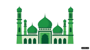 Green and white illustration of a mosque png transparent background