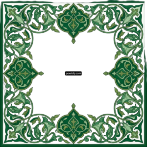 Green and white ornate frame on a white background png transparent background