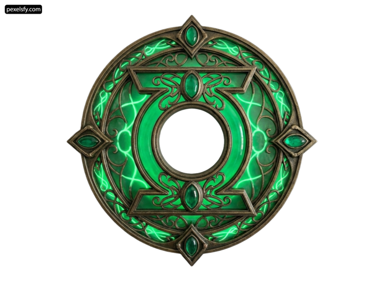 Green circle with a celtic design on it png transparent background