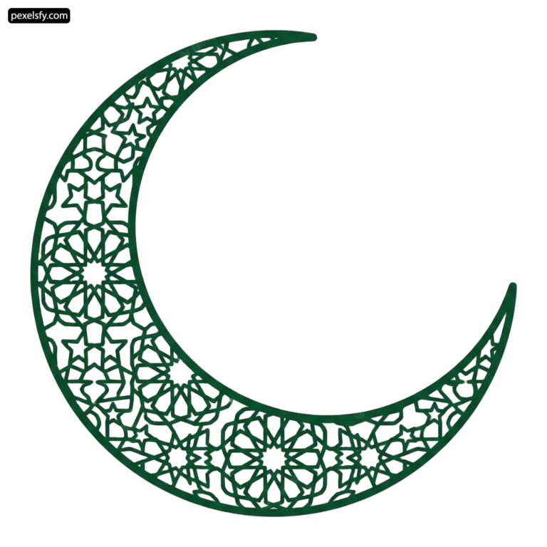 Green crescent with a pattern on it png transparent background