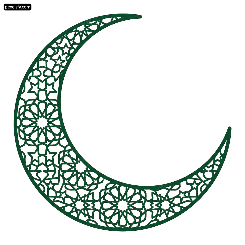 Green crescent with a pattern on it png transparent background