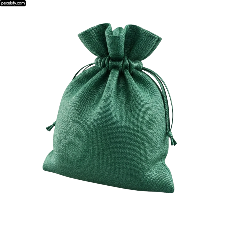 Green drawstring bag on a white background png transparent background