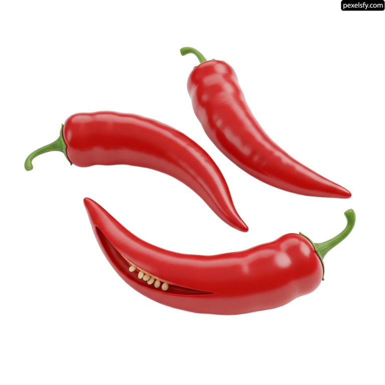 Group of three red hot chili peppers on a white background png transparent background