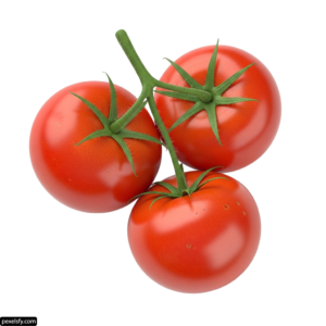 Group of three ripe tomatoes on a white background png transparent background
