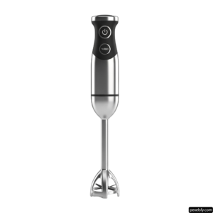 Hand blender with a black handle on a white background png transparent background