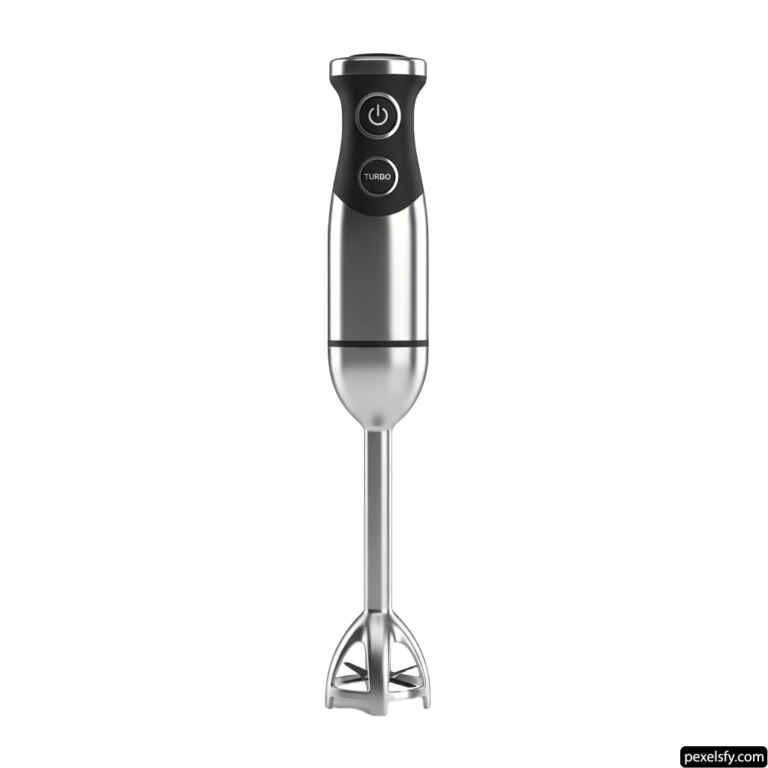 Hand blender with a black handle on a white background png transparent background