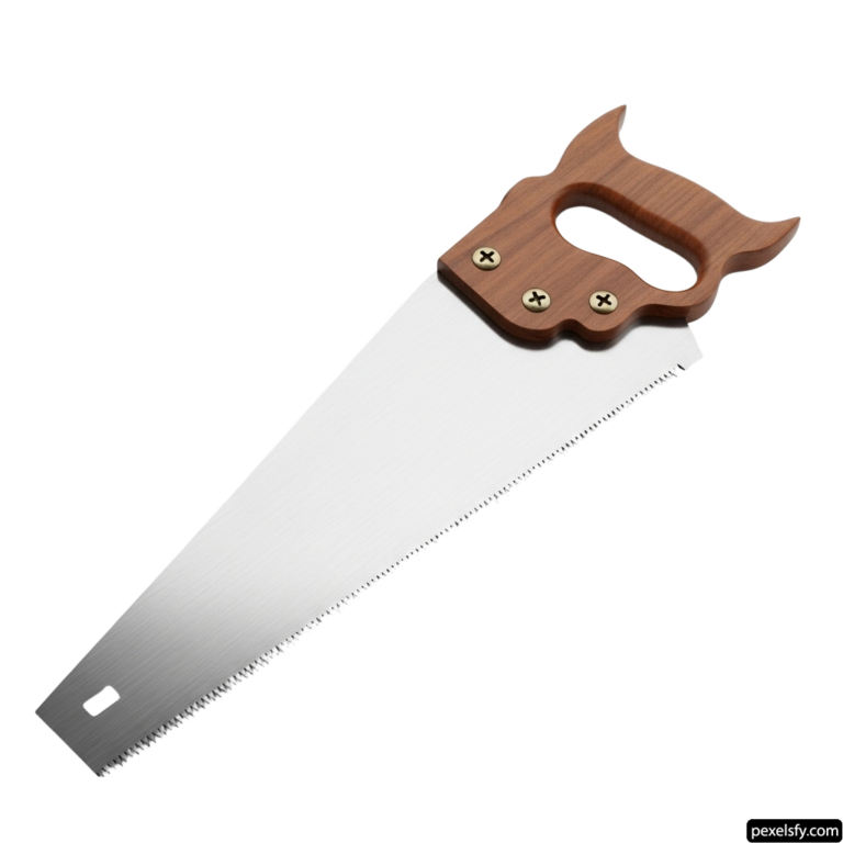 Hand saw with a wooden handle on a white background png transparent background