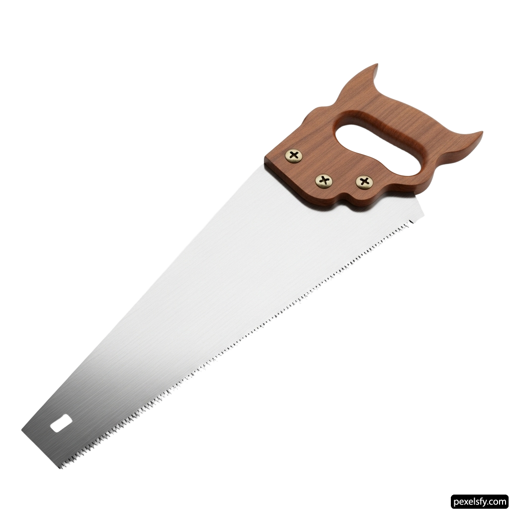 Hand saw with a wooden handle on a white background png transparent background