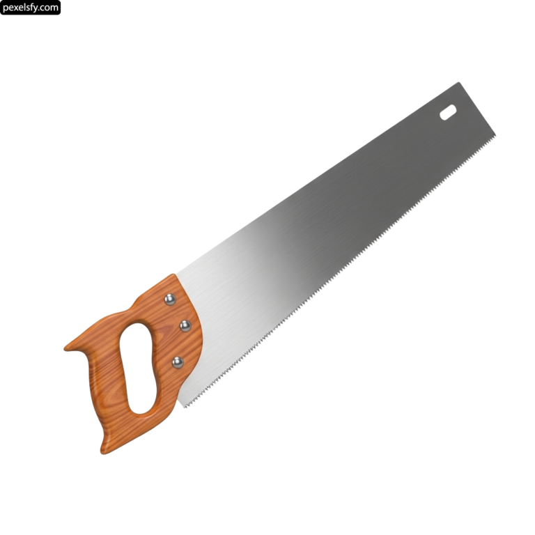 Hand saw with a wooden handle on a white background png transparent background