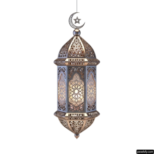 Hanging lantern with a crescent and star on it png transparent background