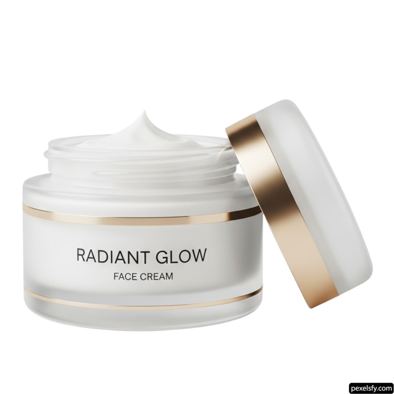 Jar of radiant glow face cream on a white background png transparent background