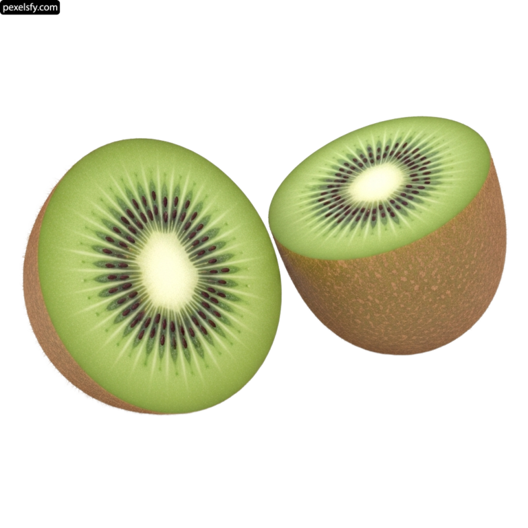Kiwi cut in half on a white background png transparent background