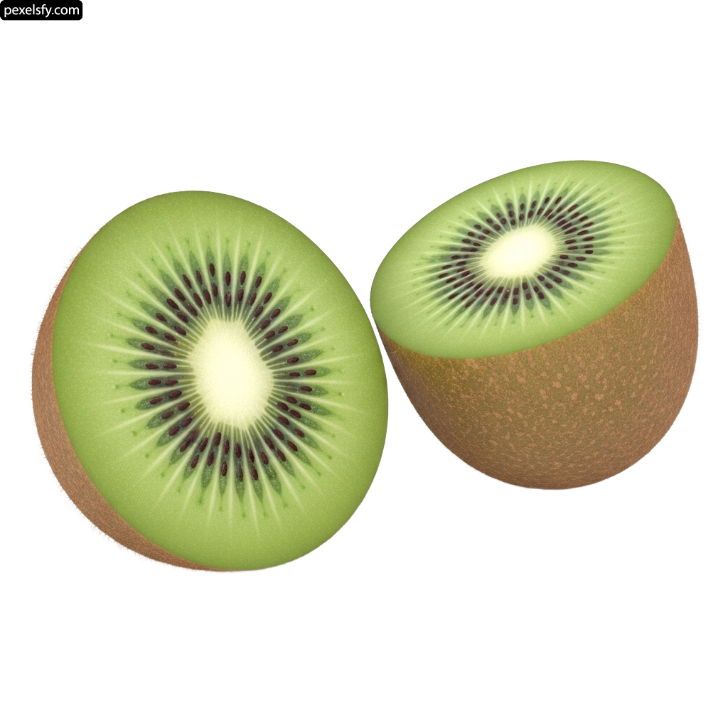 Kiwi cut in half on a white background png transparent background