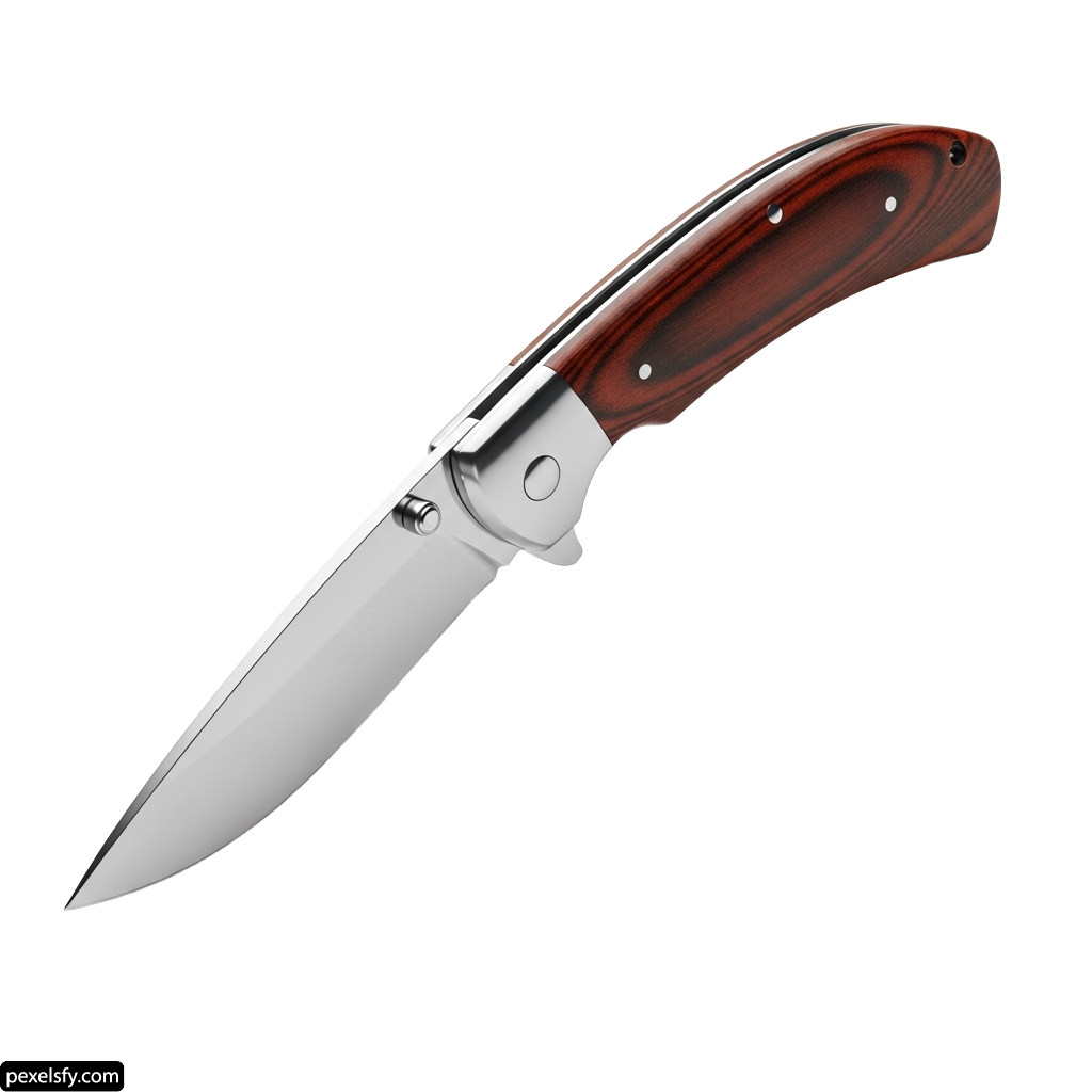 Knife with a wooden handle on a white background png transparent background
