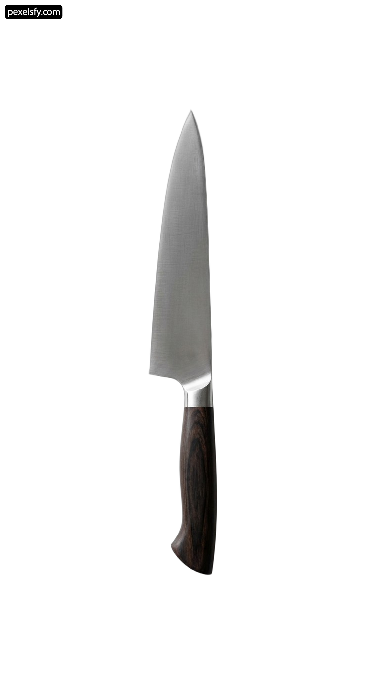 Knife with a wooden handle on a white background png transparent background