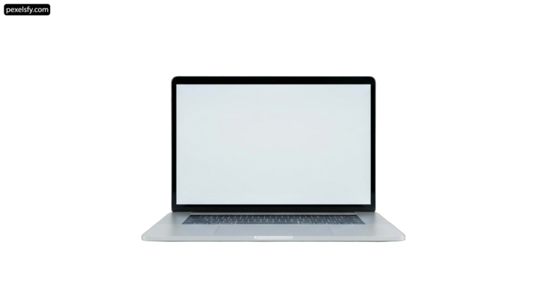 Laptop computer with a blank screen on a white background png transparent background