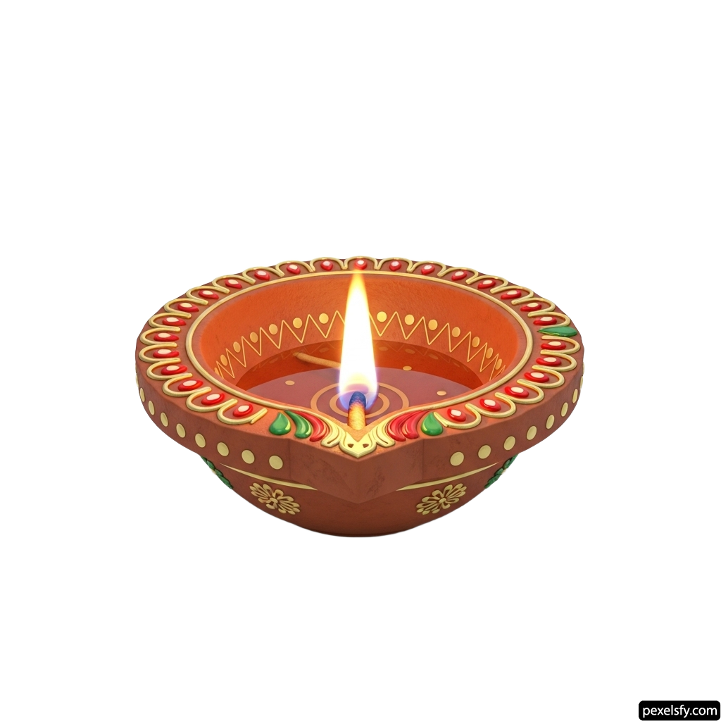 Lit diya on a white background png transparent background