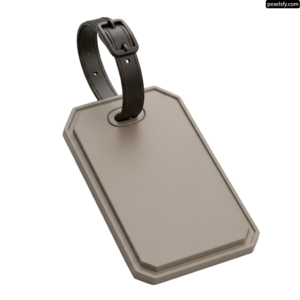 Luggage tag with a leather strap on a white background png transparent background