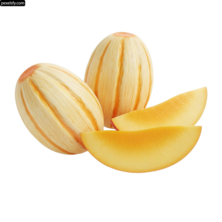 Melon cut in half and sliced in half on a white background png transparent background