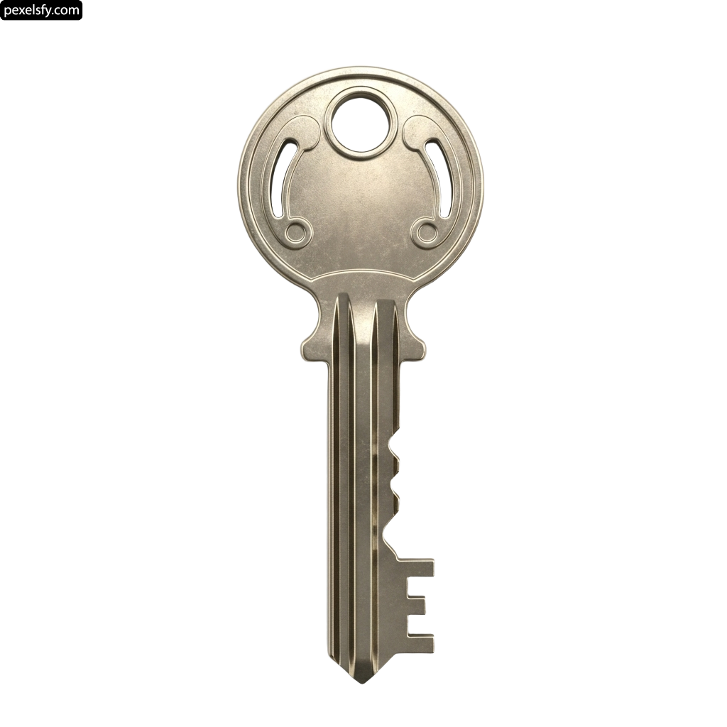 Metal key on a white background png transparent background