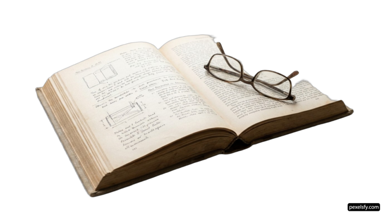 Open book with glasses on top of it png transparent background