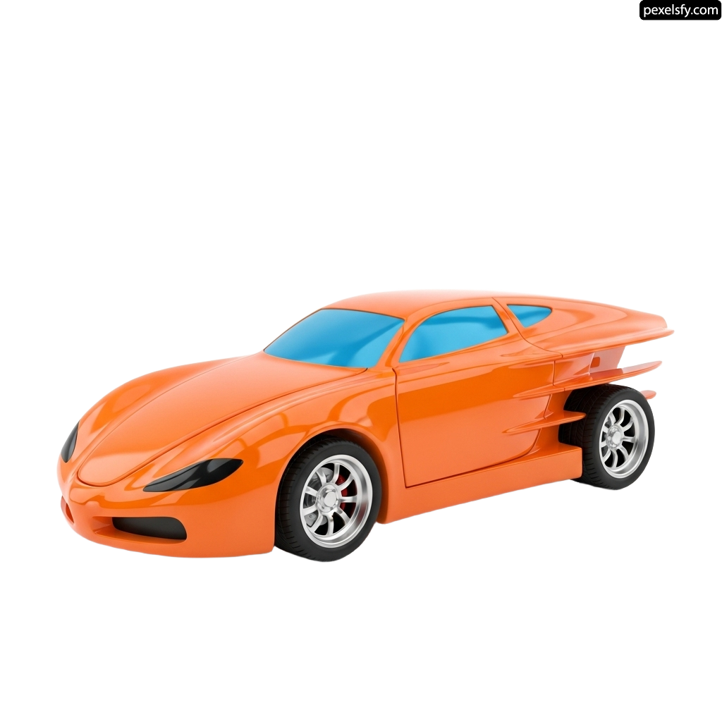 Orange toy car on a white background png transparent background