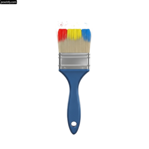 Paint brush with a blue handle on a white background png transparent background