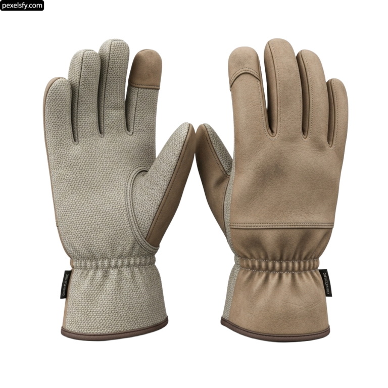 Pair of beige gloves on a white background png transparent background