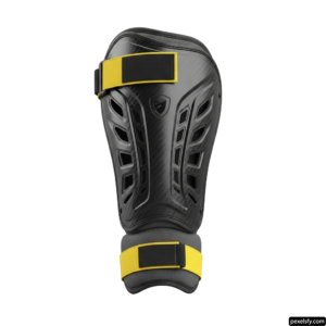 Pair of black and yellow knee pads on a white background png transparent background