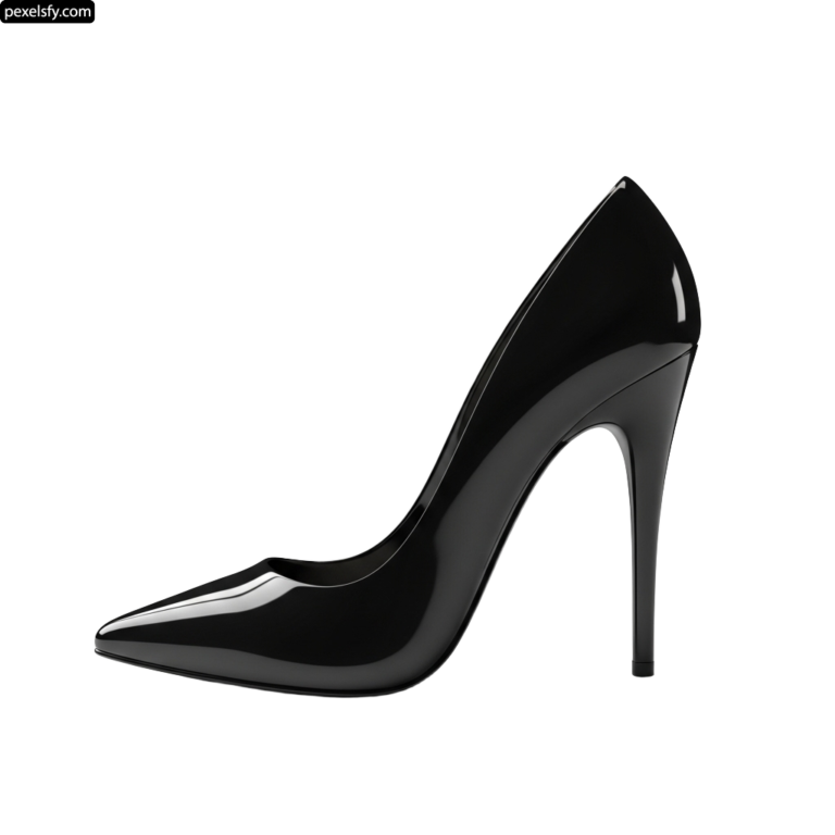 Pair of black high heels on a white background png transparent background