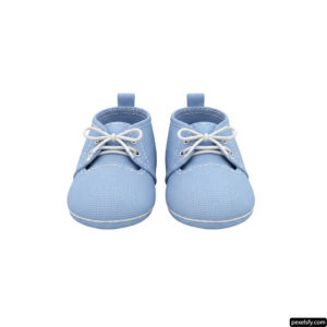 Pair of blue baby shoes with white laces on them png transparent background