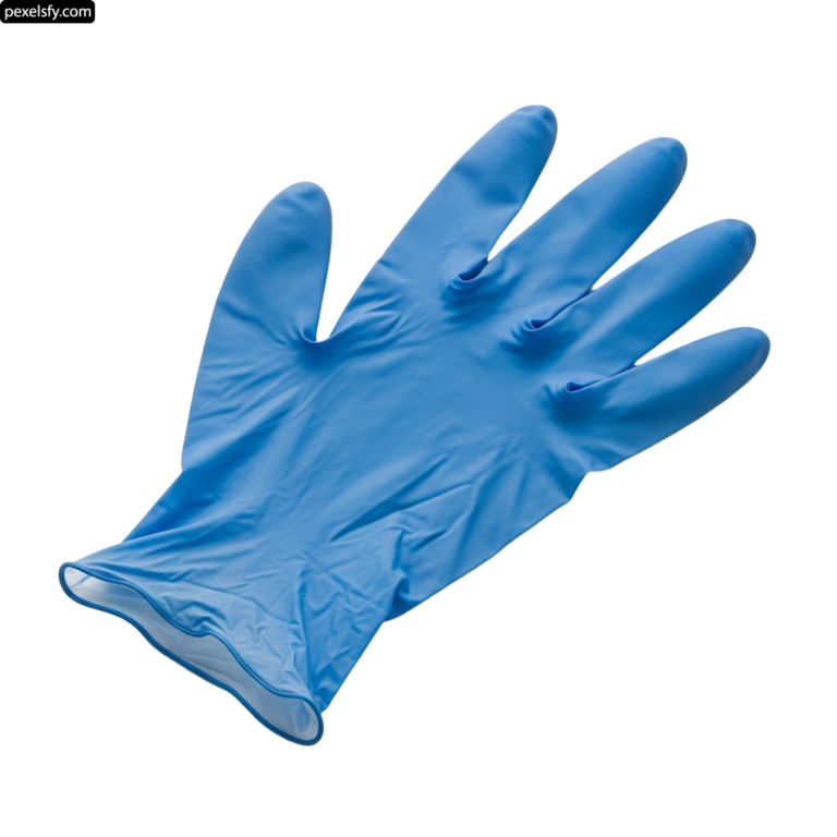 Pair of blue nitrile gloves on a white background png transparent background