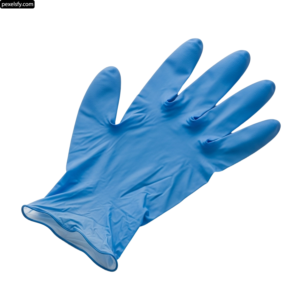 Pair of blue nitrile gloves on a white background png transparent background