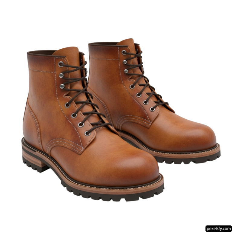 Pair of brown boots on a white background png transparent background